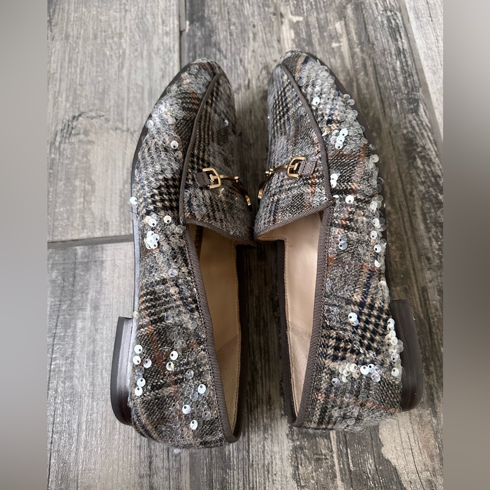 Sam Edelman Loraine Sequin Plaid Preppy Academia Loafers wi Gold Accent, Sz 9M - Picture 9 of 14